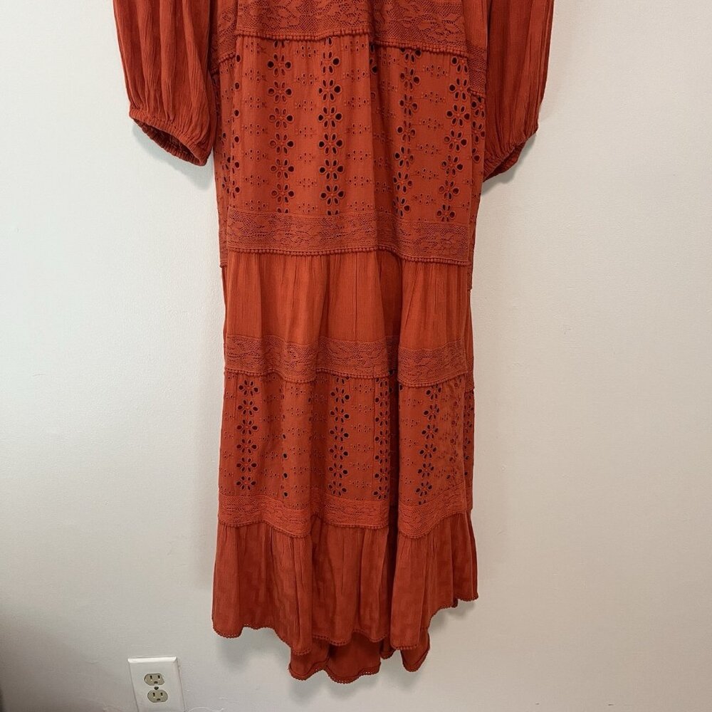 Free People Orange‎ Mockingbird Maxi Eyelet Open Back Dress Size XS - Picture 4 of 10